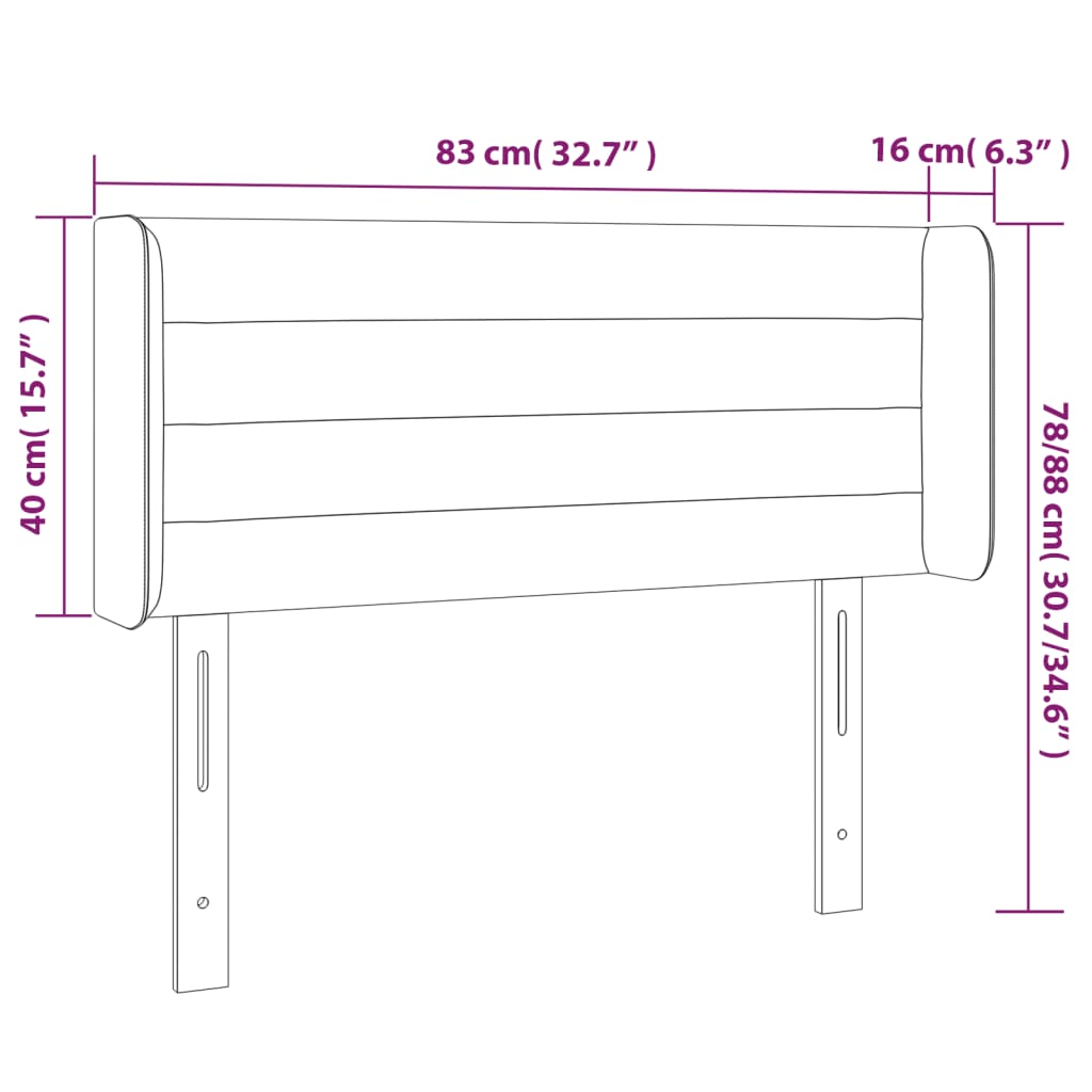 LED uzglavlje crno 83x16x78/88 cm baršunasto