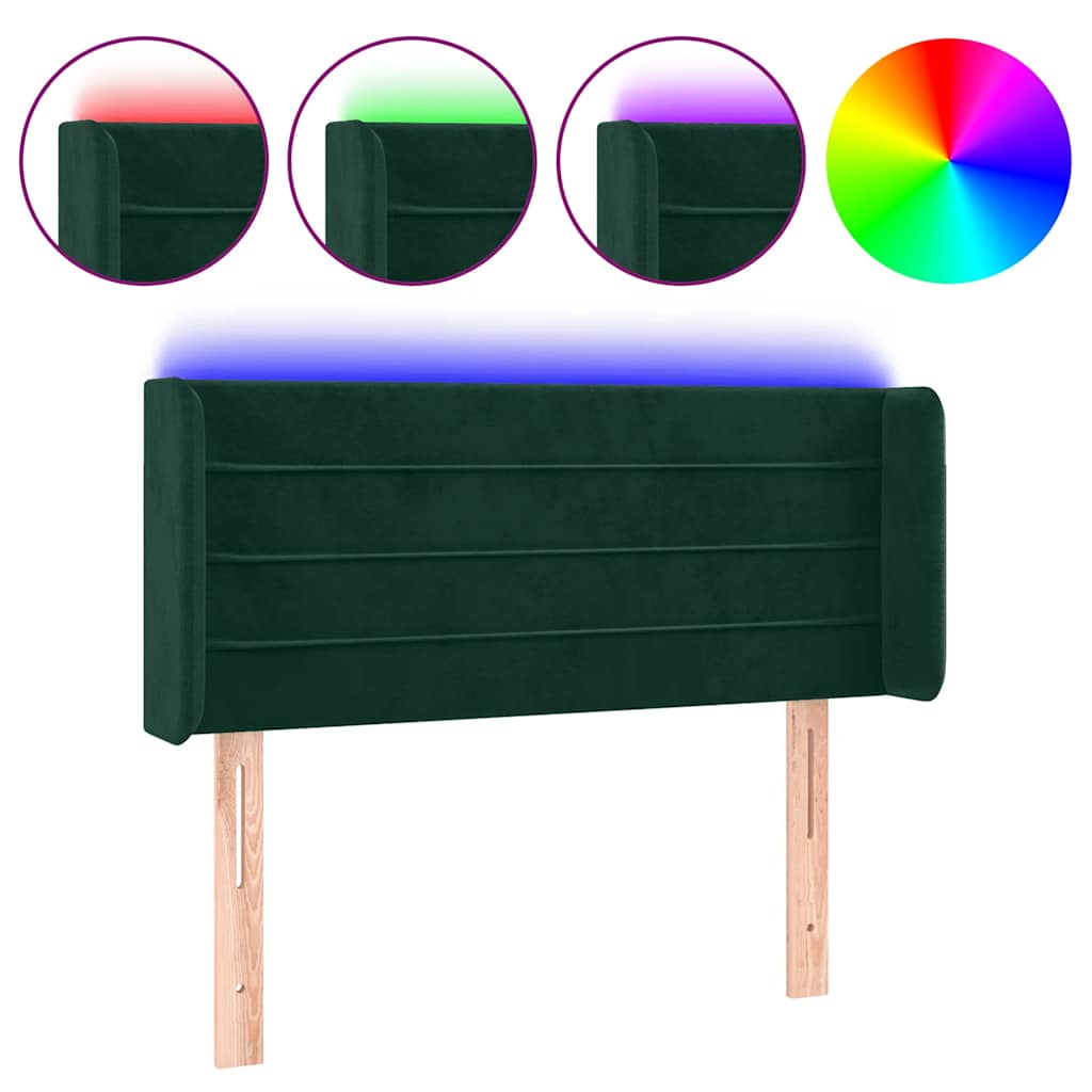 LED uzglavlje tamnozeleno 83x16x78/88 cm baršunasto