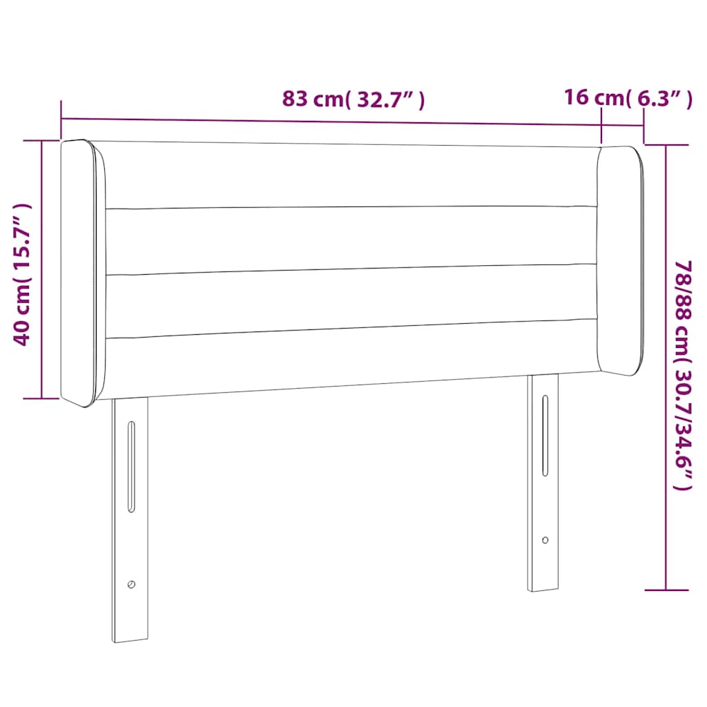 LED uzglavlje tamnoplavo 83x16x78/88 cm baršunasto