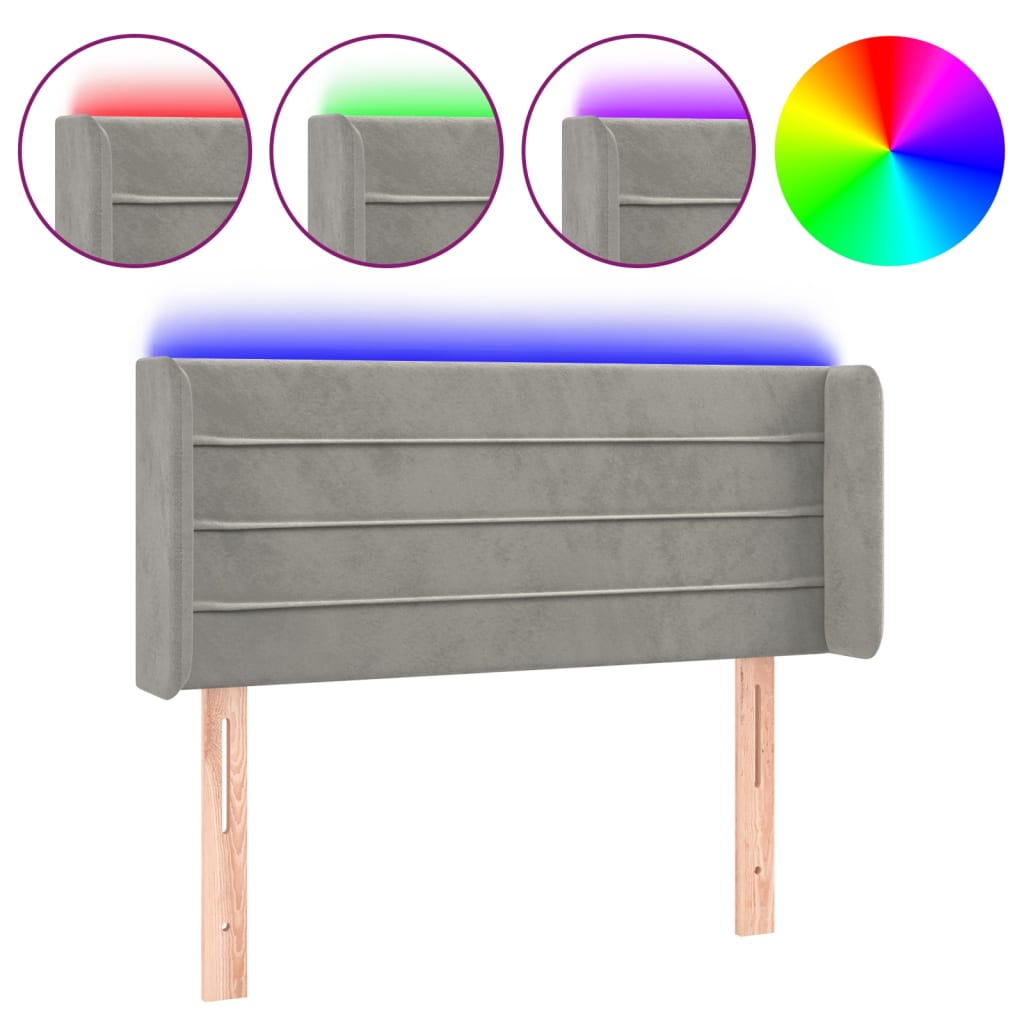 LED uzglavlje svjetlosivo 93x16x78/88 cm baršunasto