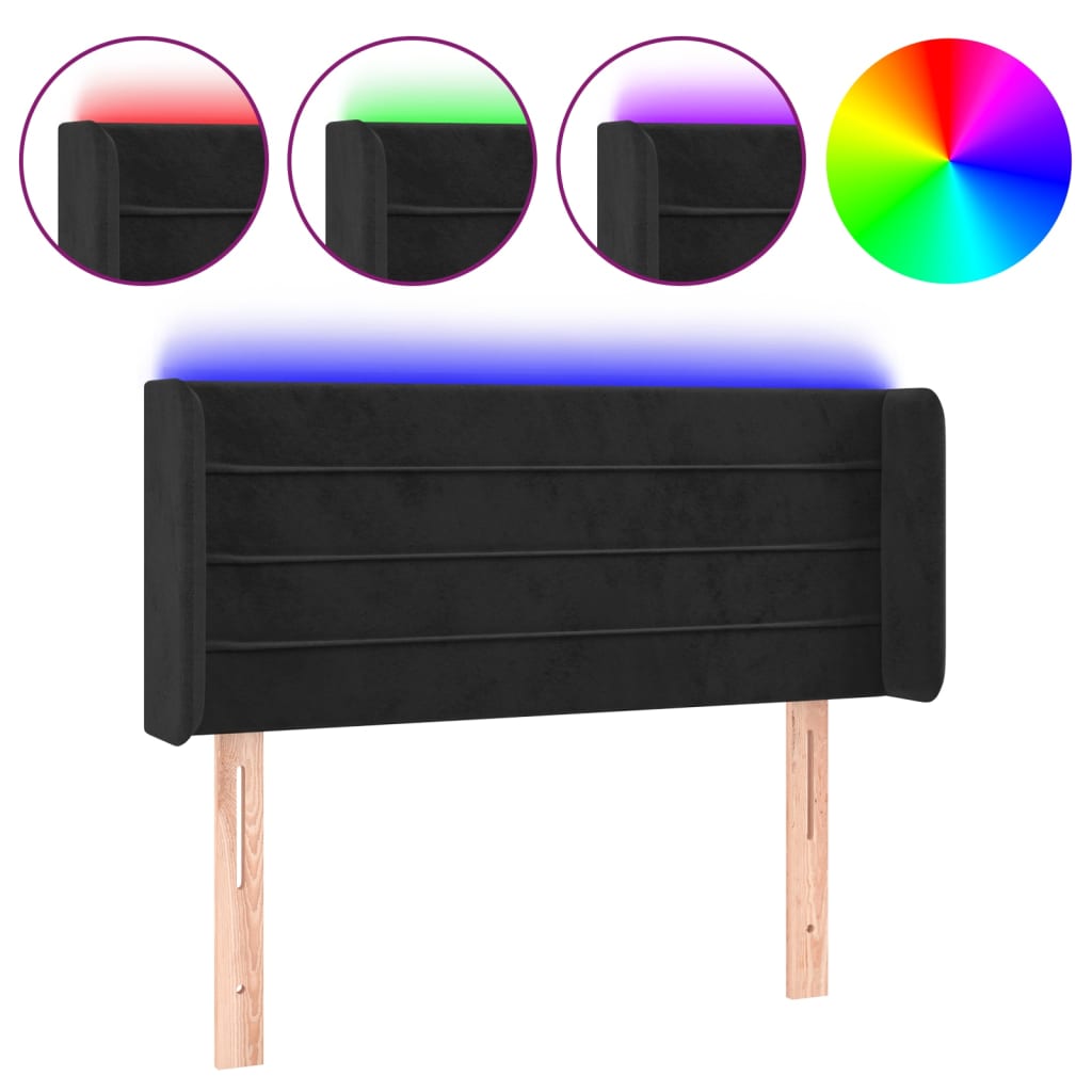 LED uzglavlje crno 93x16x78/88 cm baršunasto