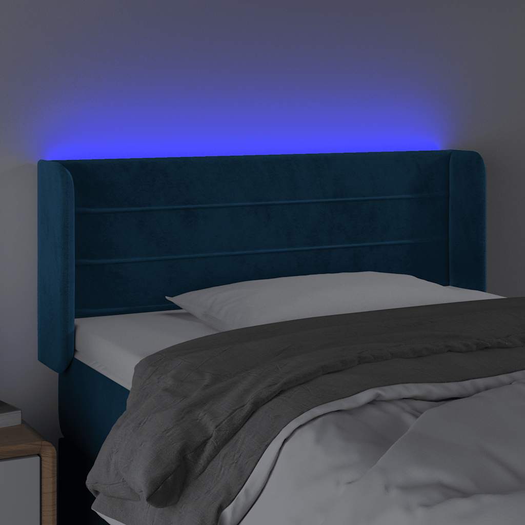 LED uzglavlje tamnoplavo 93x16x78/88 cm baršunasto