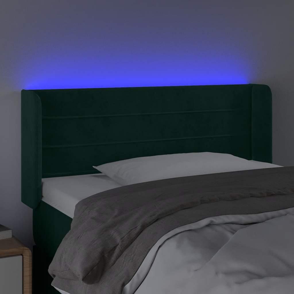 LED uzglavlje tamnozeleno 103x16x78/88 cm baršunasto