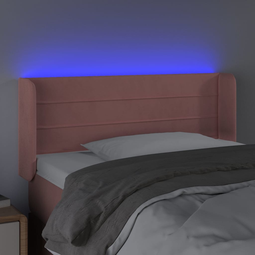 LED uzglavlje ružičasto 103x16x78/88 cm baršunasto
