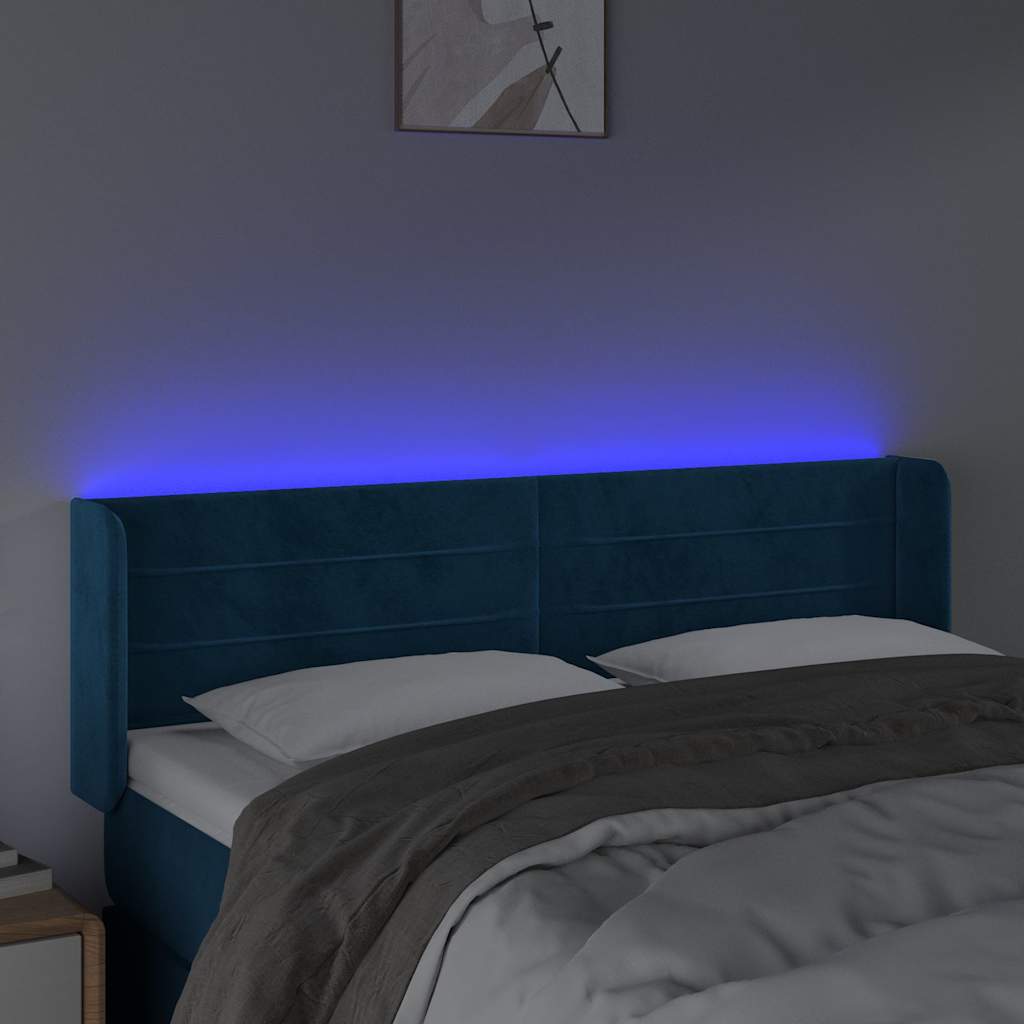 LED uzglavlje tamnoplavo 147x16x78/88 cm baršunasto