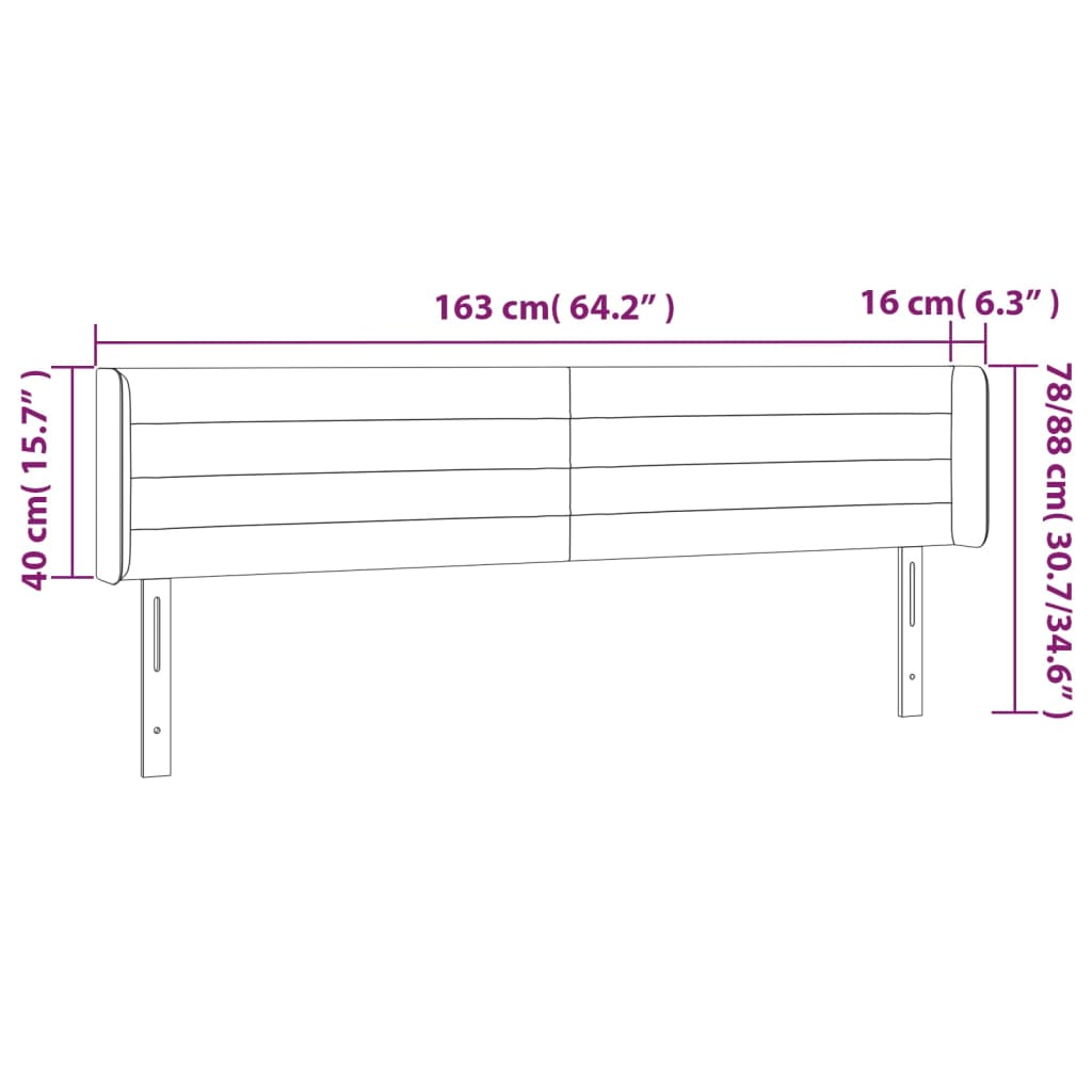 LED uzglavlje crno 163x16x78/88 cm baršunasto