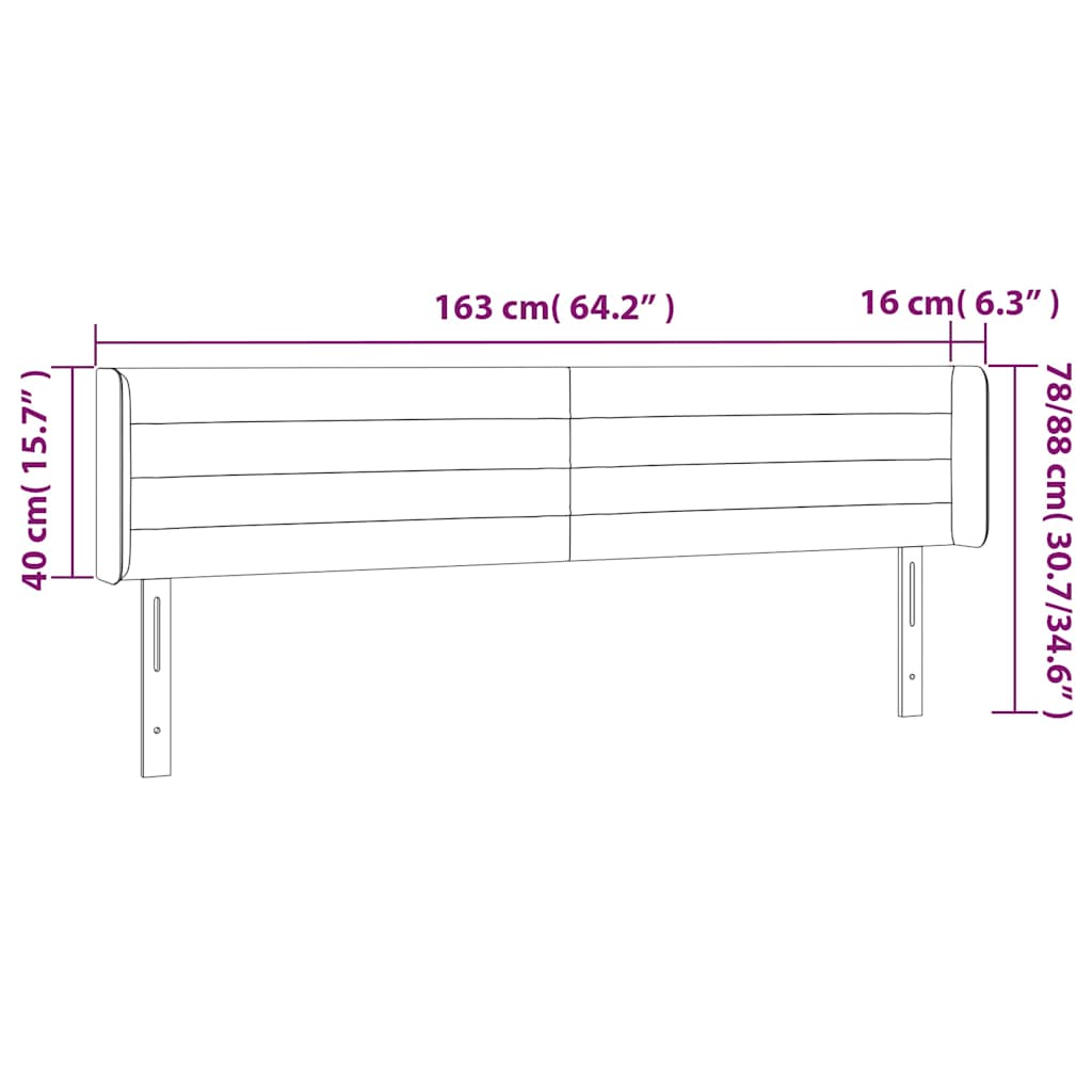 LED uzglavlje tamnoplavo 163x16x78/88 cm baršunasto