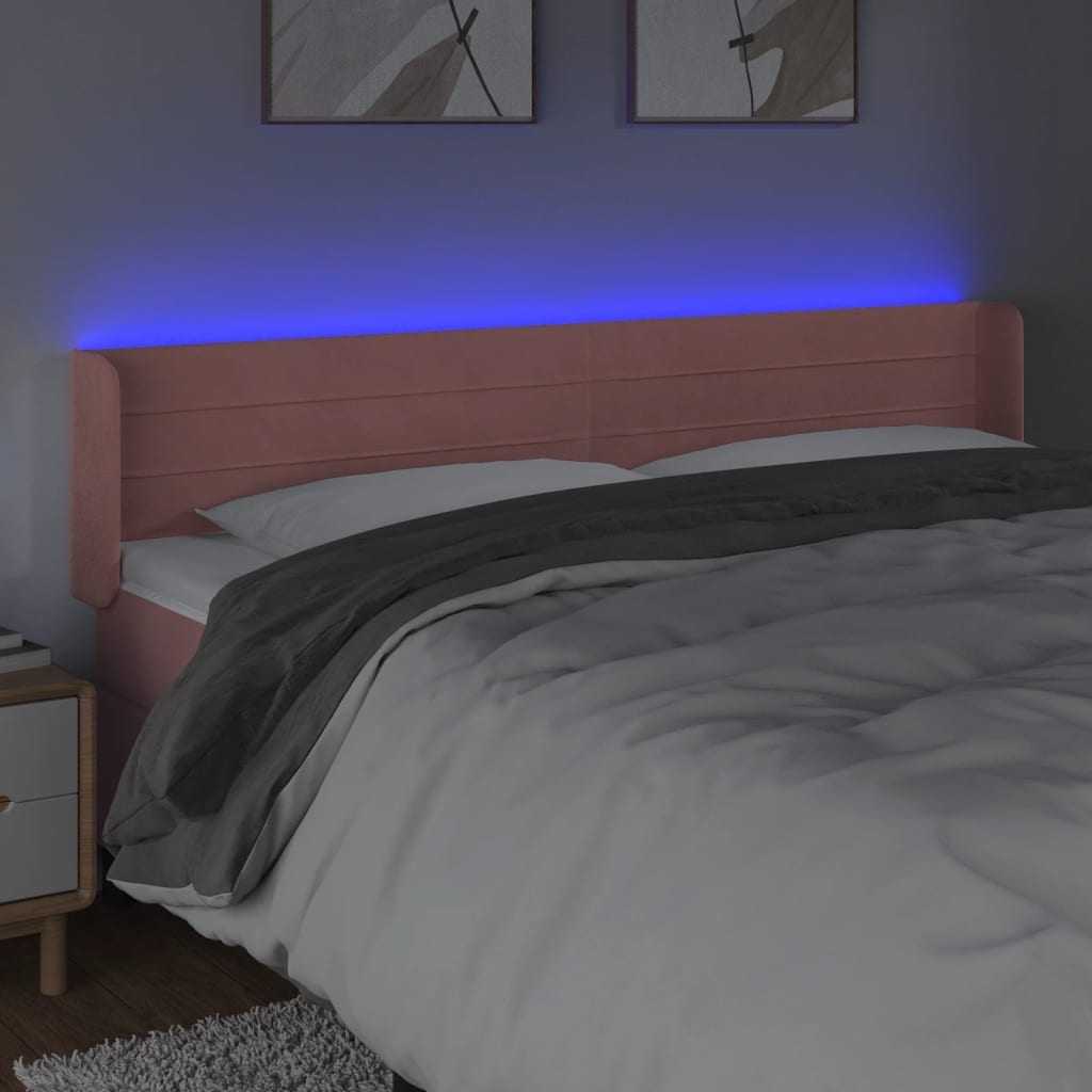 LED uzglavlje ružičasto 183x16x78/88 cm baršunasto