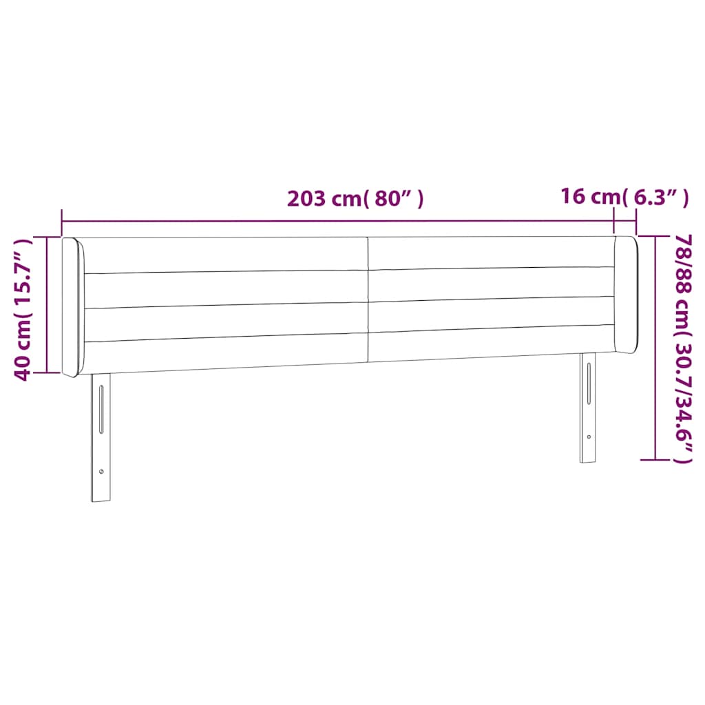 LED uzglavlje tamnoplavo 203x16x78/88 cm baršunasto