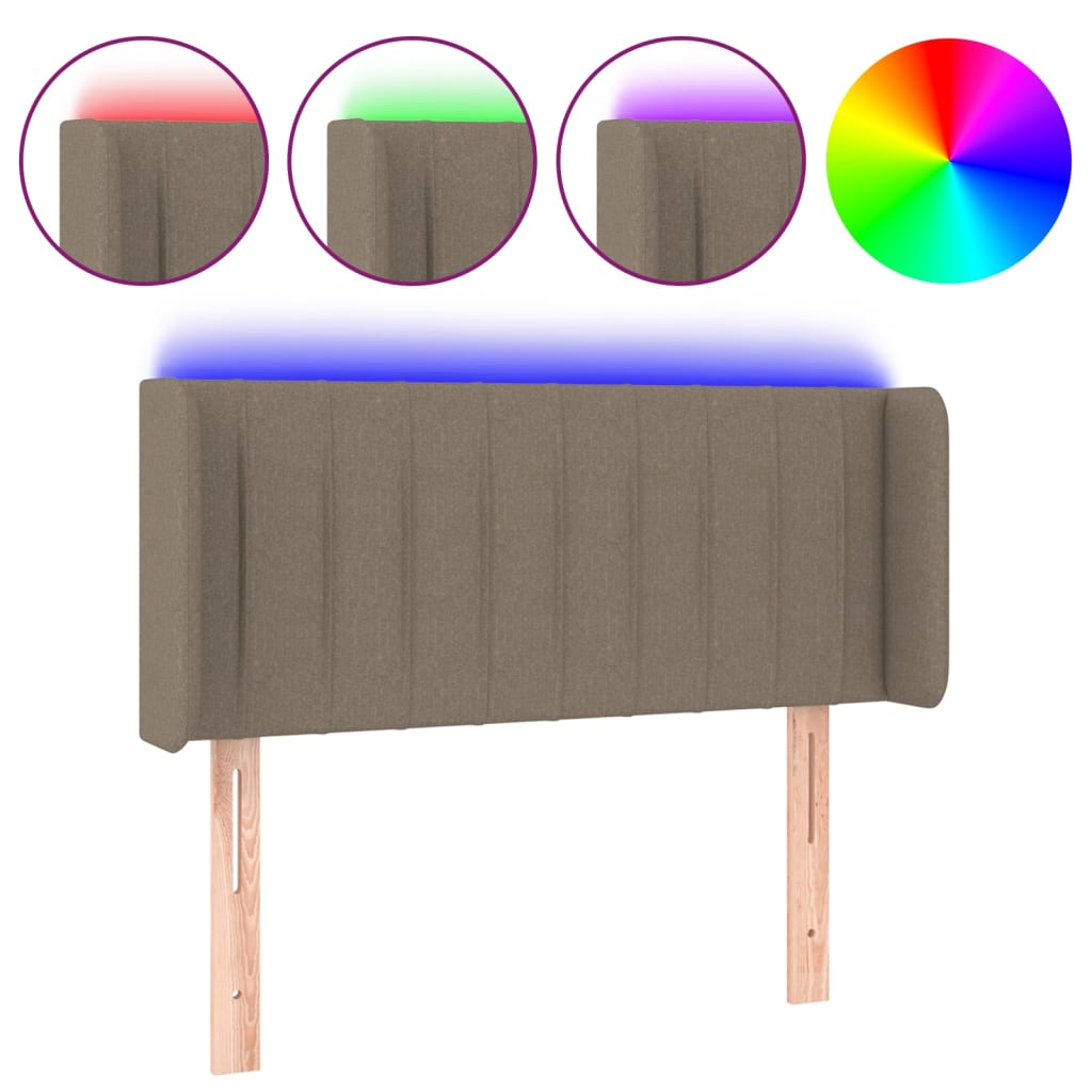 LED uzglavlje smeđesivo 103x16x78/88 cm od tkanine