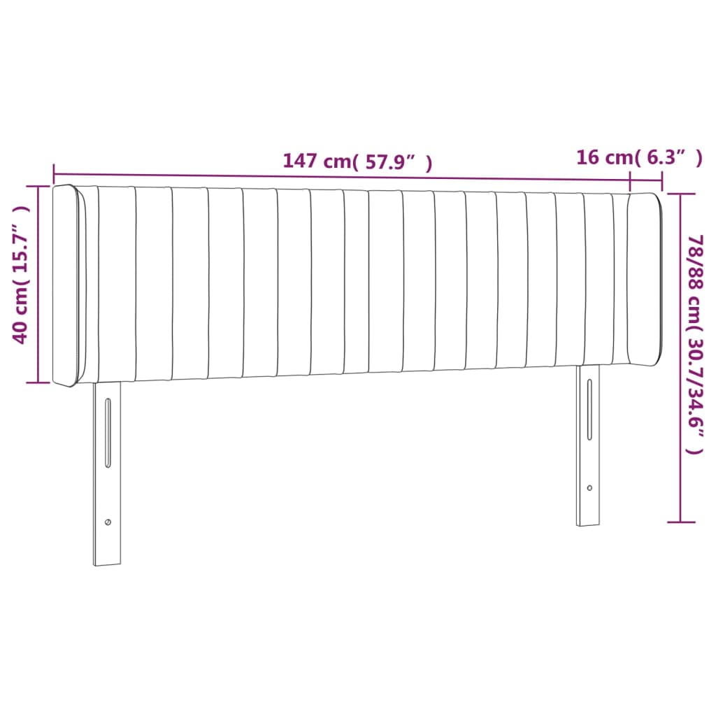 LED uzglavlje krem 147x16x78/88 cm od tkanine