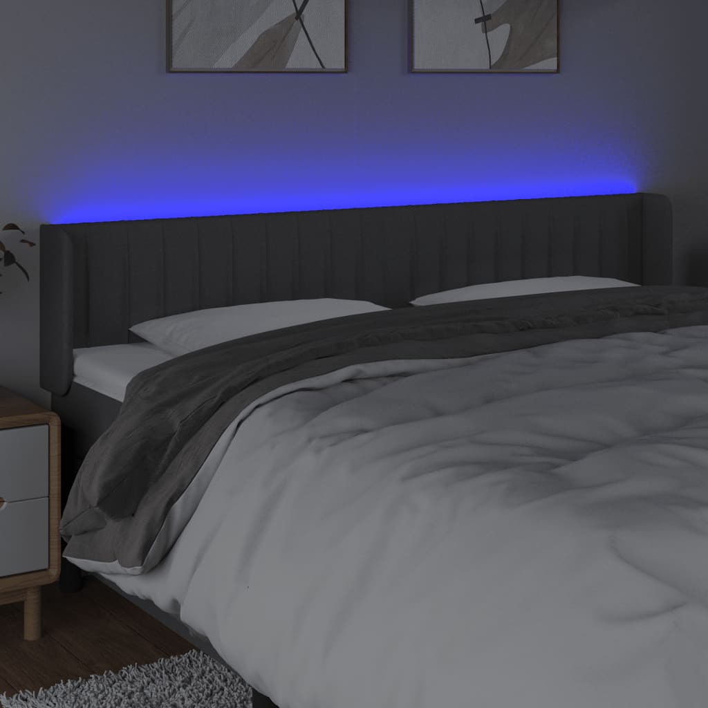 LED uzglavlje tamnosivo 163x16x78/88 cm od tkanine