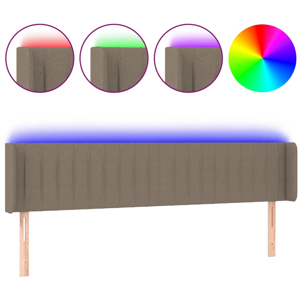 LED uzglavlje smeđesivo 163x16x78/88 cm od tkanine