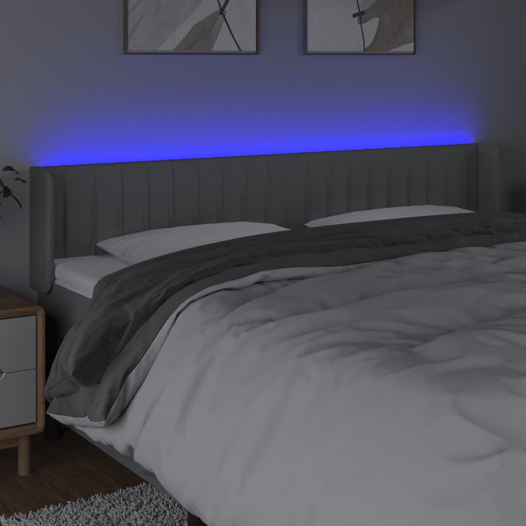 LED uzglavlje svjetlosivo 183x16x78/88 cm od tkanine