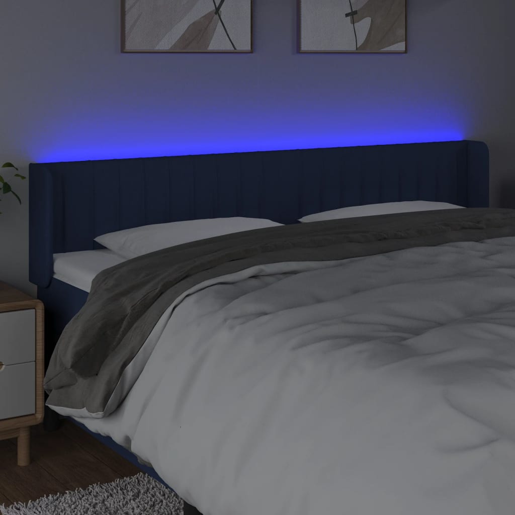 LED uzglavlje plavo 183x16x78/88 cm od tkanine