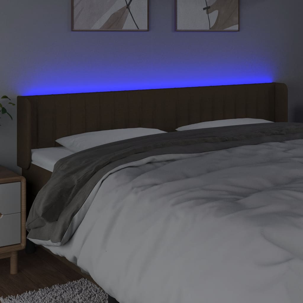 LED uzglavlje tamnosmeđe 203x16x78/88 cm od tkanine