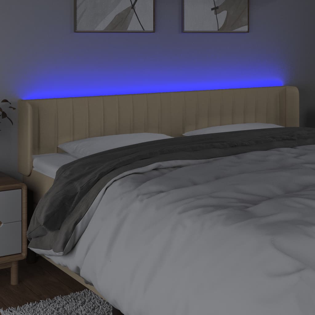 LED uzglavlje krem 203x16x78/88 cm od tkanine