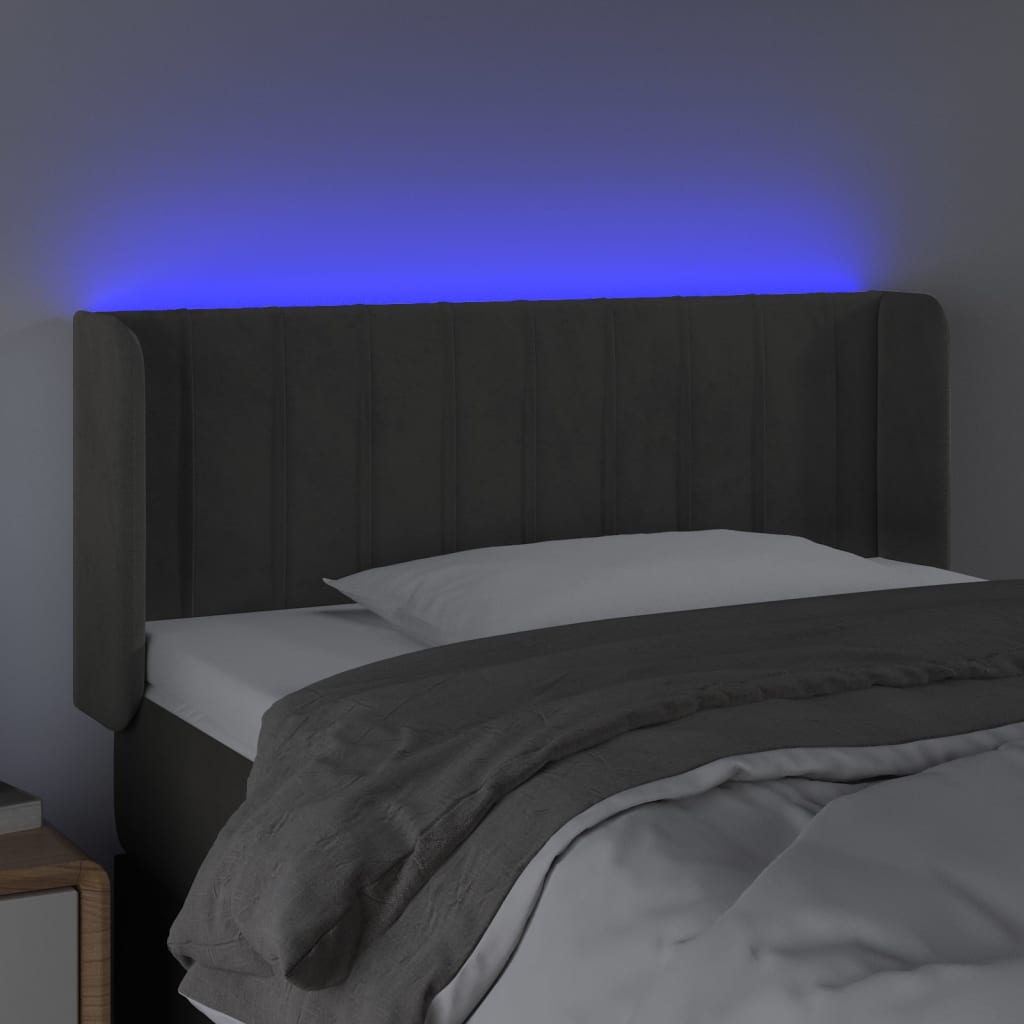 LED uzglavlje tamnosivo 83x16x78/88 cm baršunasto