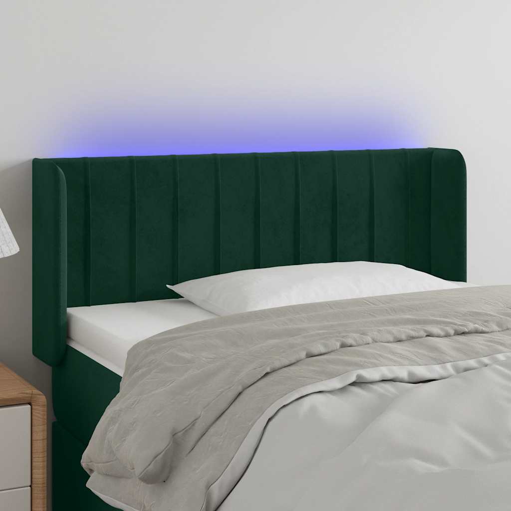 LED uzglavlje tamnozeleno 83x16x78/88 cm baršunasto