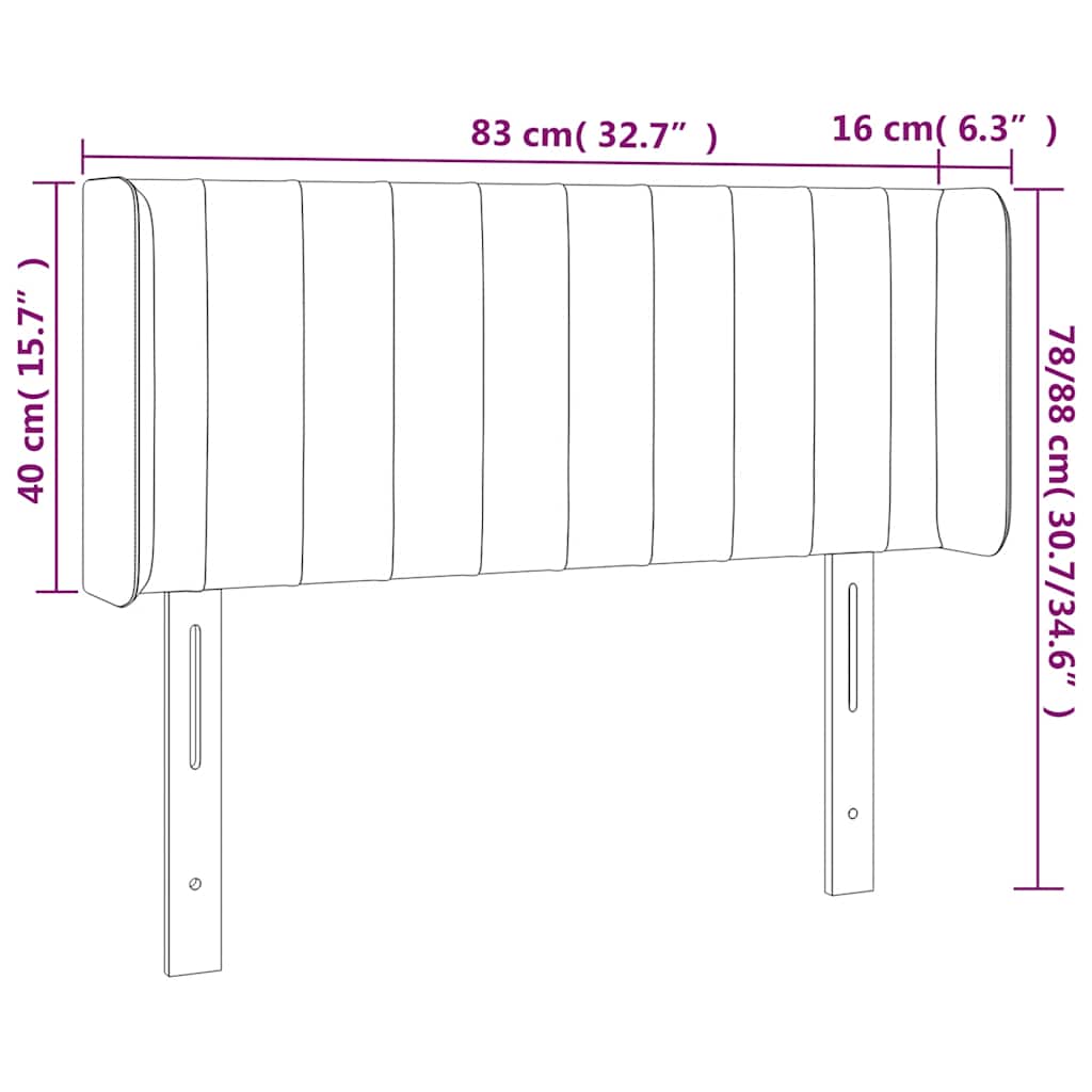 LED uzglavlje tamnoplavo 83x16x78/88 cm baršunasto