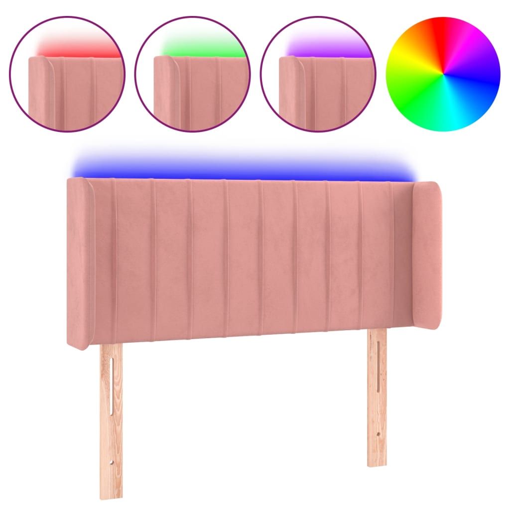 LED uzglavlje ružičasto 83x16x78/88 cm baršunasto