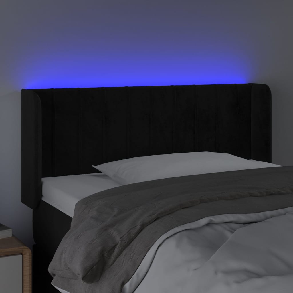 LED uzglavlje crno 93x16x78/88 cm baršunasto