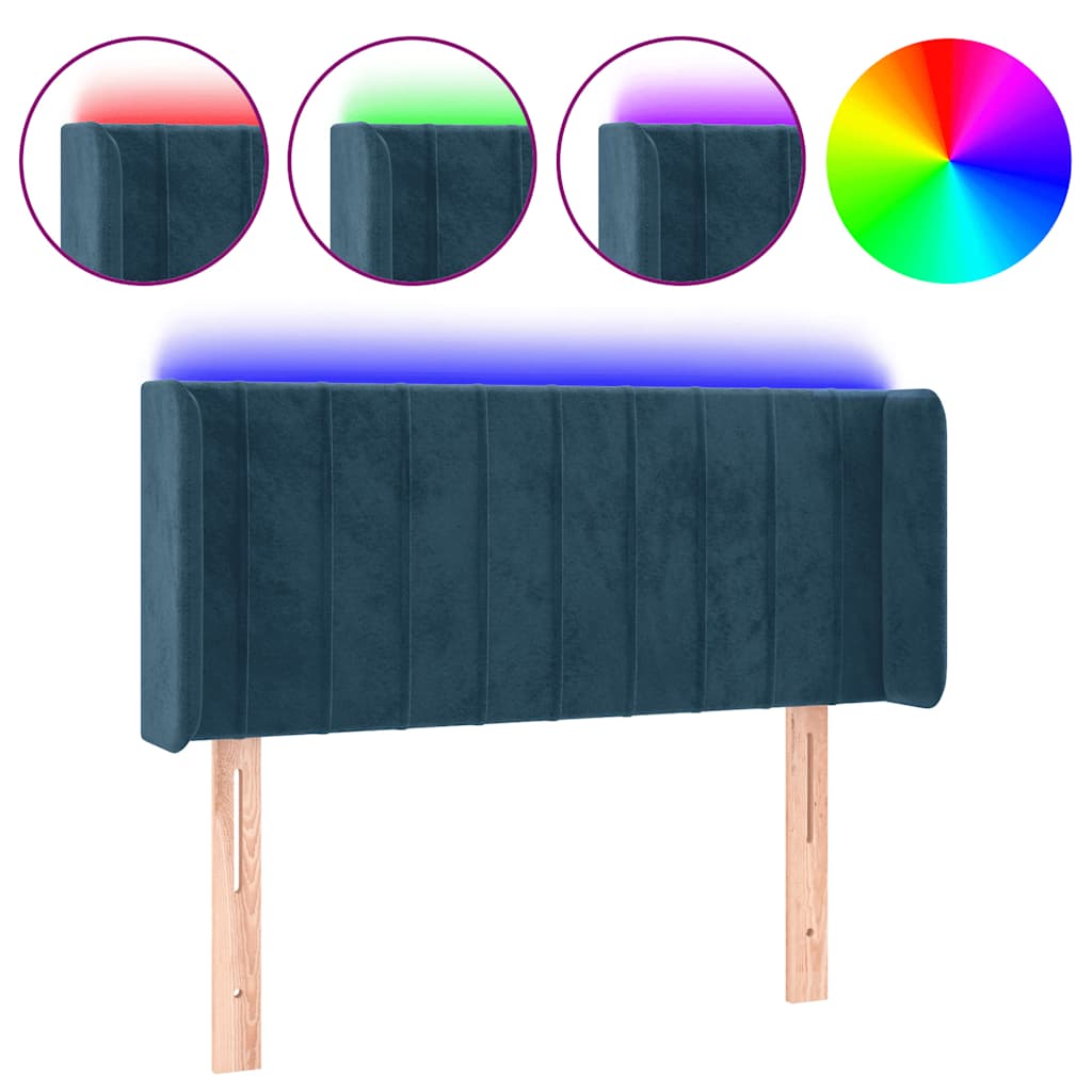 LED uzglavlje tamnoplavo 103x16x78/88 cm baršunasto
