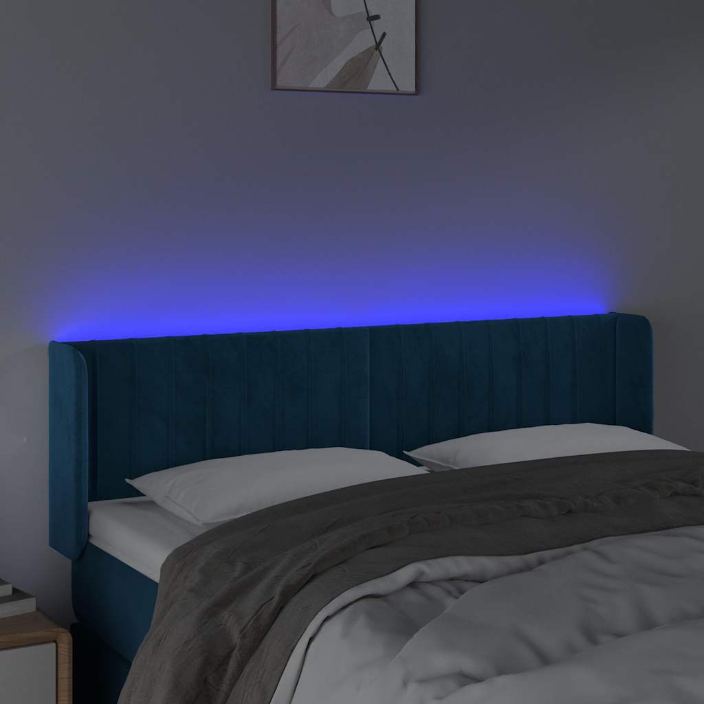 LED uzglavlje tamnoplavo 147x16x78/88 cm baršunasto
