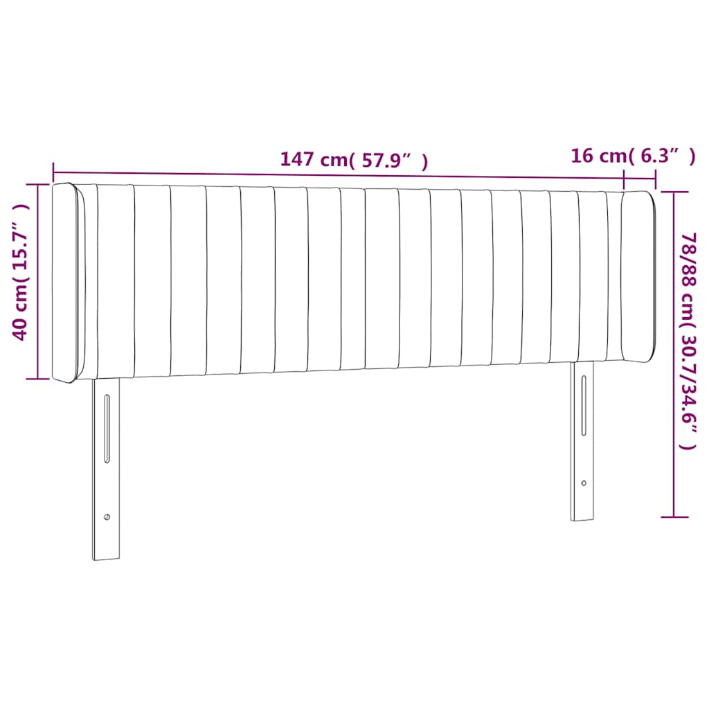 LED uzglavlje tamnoplavo 147x16x78/88 cm baršunasto
