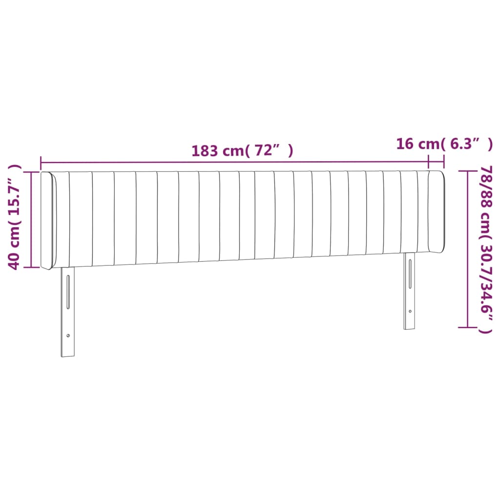 LED uzglavlje svjetlosivo 183x16x78/88 cm baršunasto