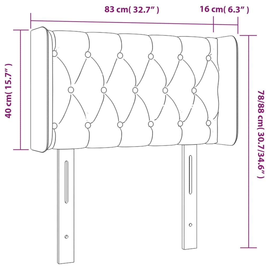 LED uzglavlje tamnosivo 83x16x78/88 cm od tkanine