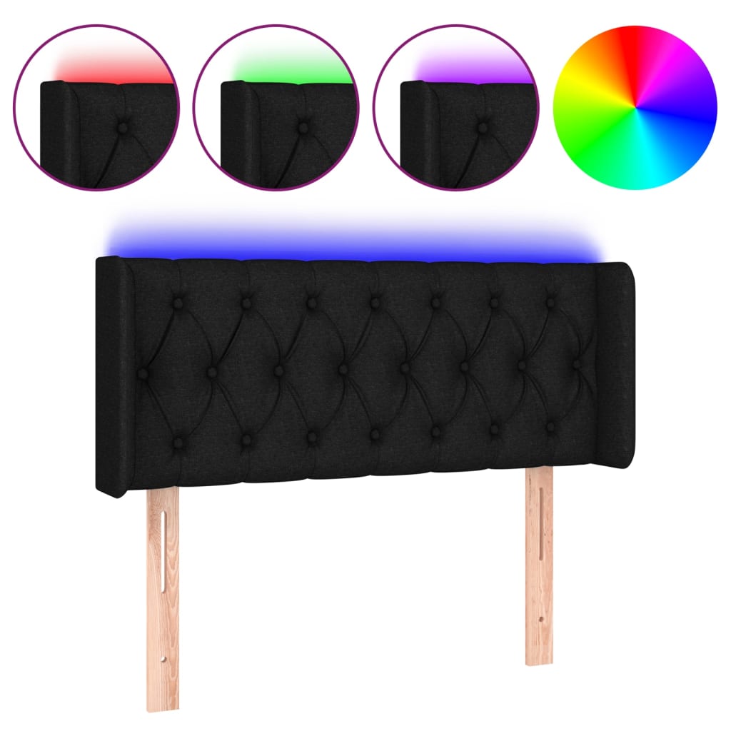 LED uzglavlje crno 103x16x78/88 cm od tkanine