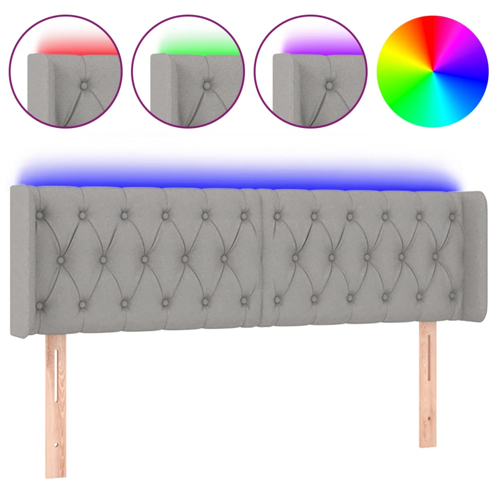 LED uzglavlje svjetlosivo 147x16x78/88 cm od tkanine
