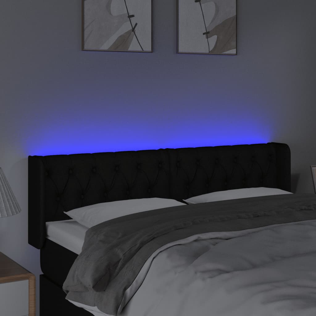 LED uzglavlje crno 147x16x78/88 cm od tkanine