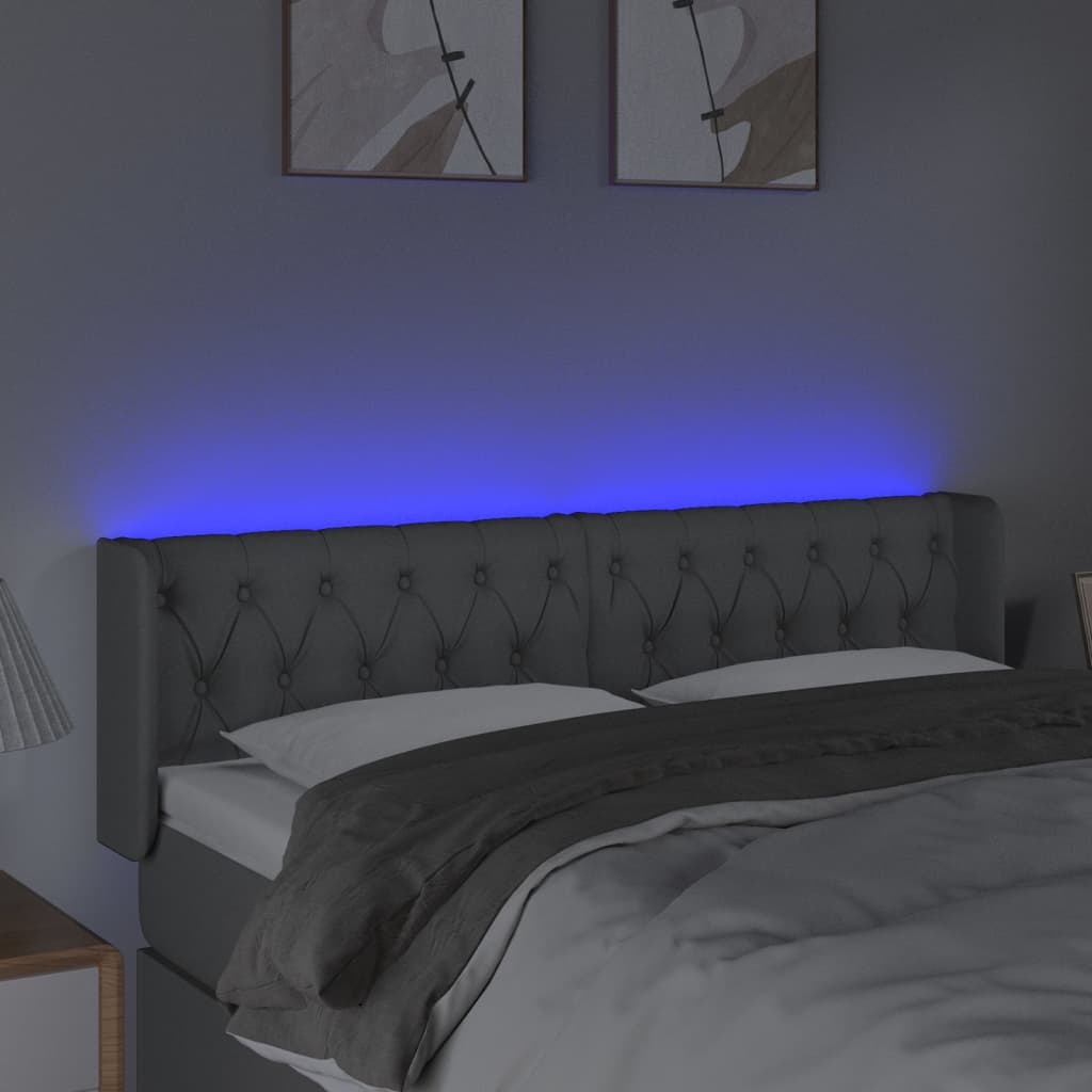 LED uzglavlje svjetlosivo 163x16x78/88 cm od tkanine