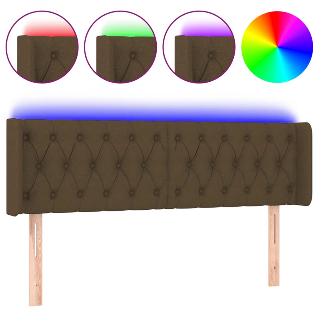 LED Uzglavlje tamnosmeđe 163x16x78/88 cm od tkanine