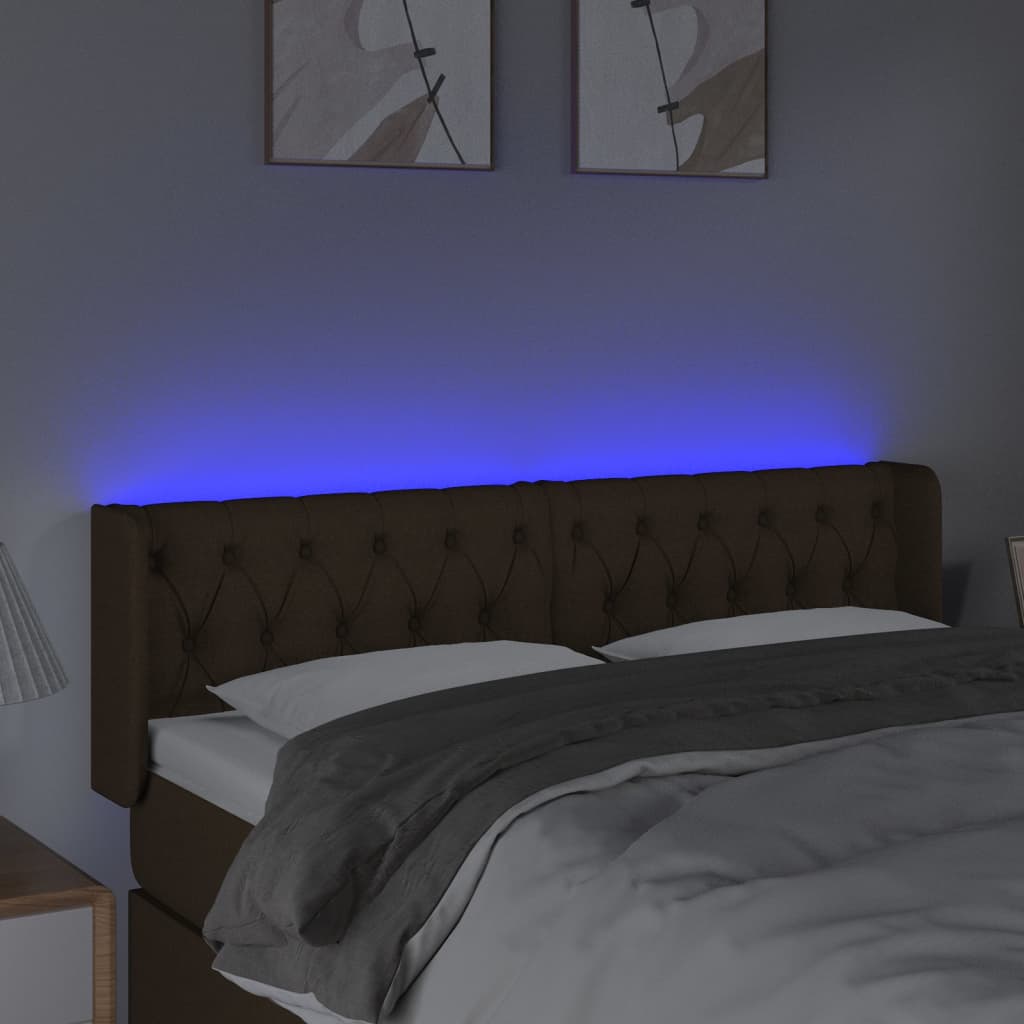 LED Uzglavlje tamnosmeđe 163x16x78/88 cm od tkanine