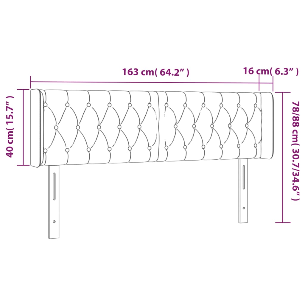 LED uzglavlje smeđesivo 163x16x78/88 cm od tkanine