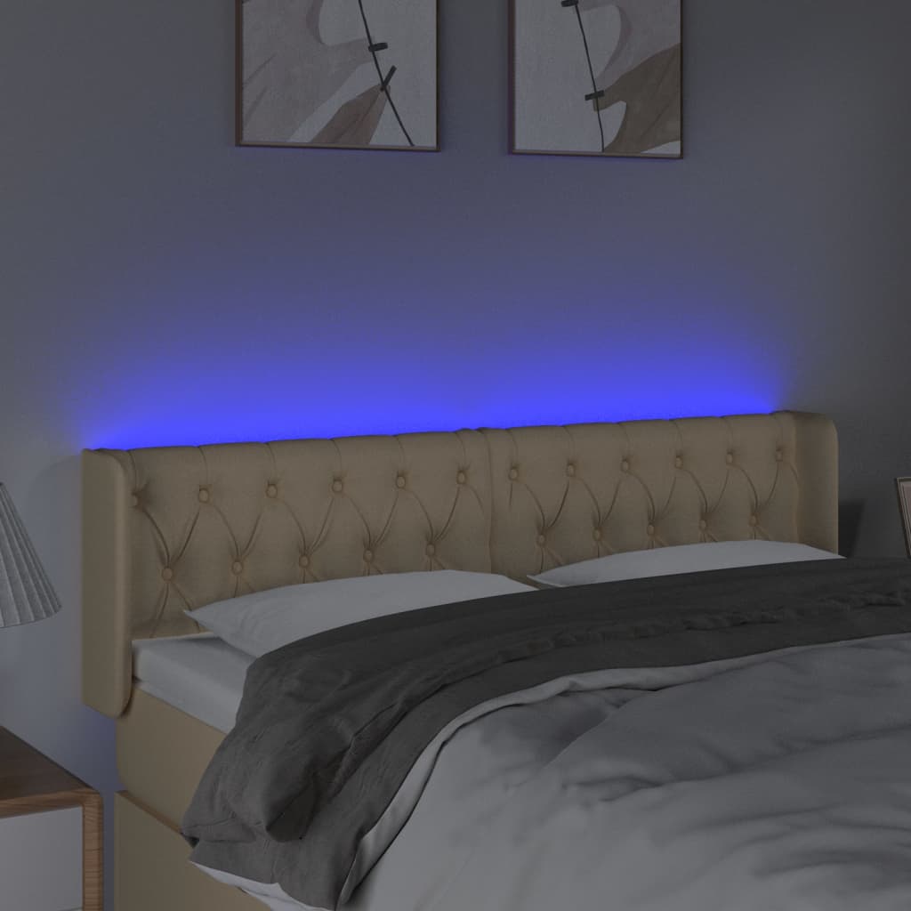 LED uzglavlje krem 163x16x78/88 cm od tkanine