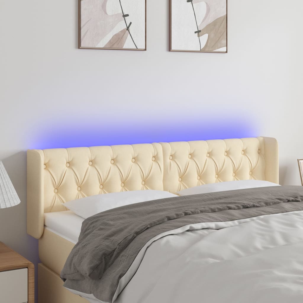 LED uzglavlje krem 163x16x78/88 cm od tkanine
