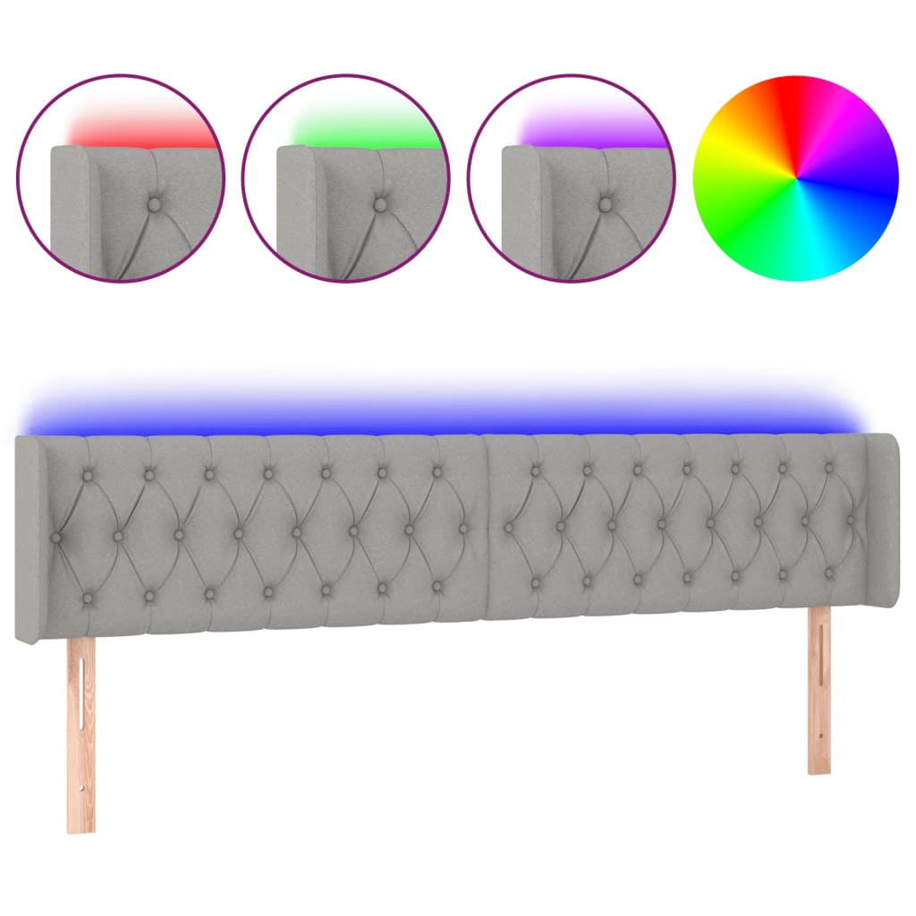 LED uzglavlje svjetlosivo 183x16x78/88 cm od tkanine