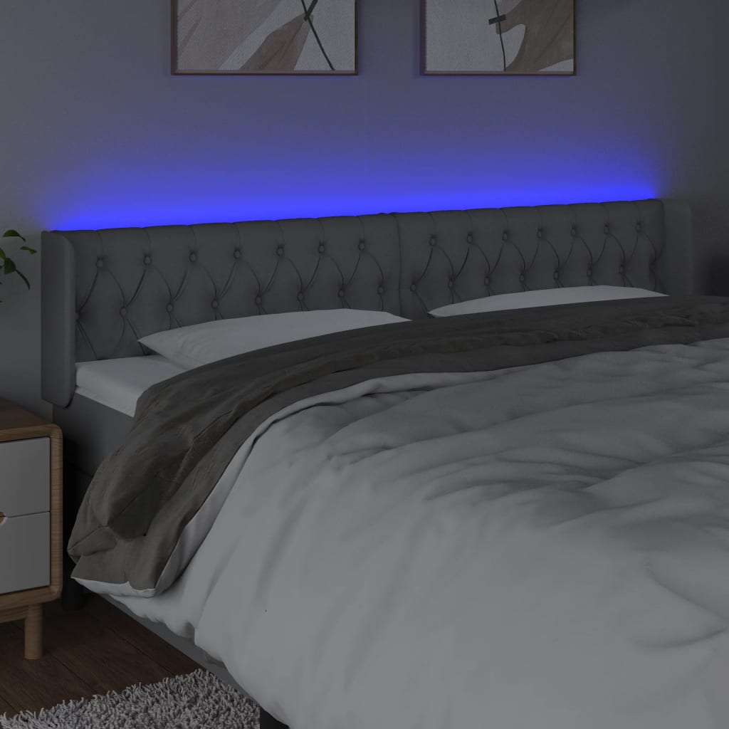 LED uzglavlje svjetlosivo 183x16x78/88 cm od tkanine