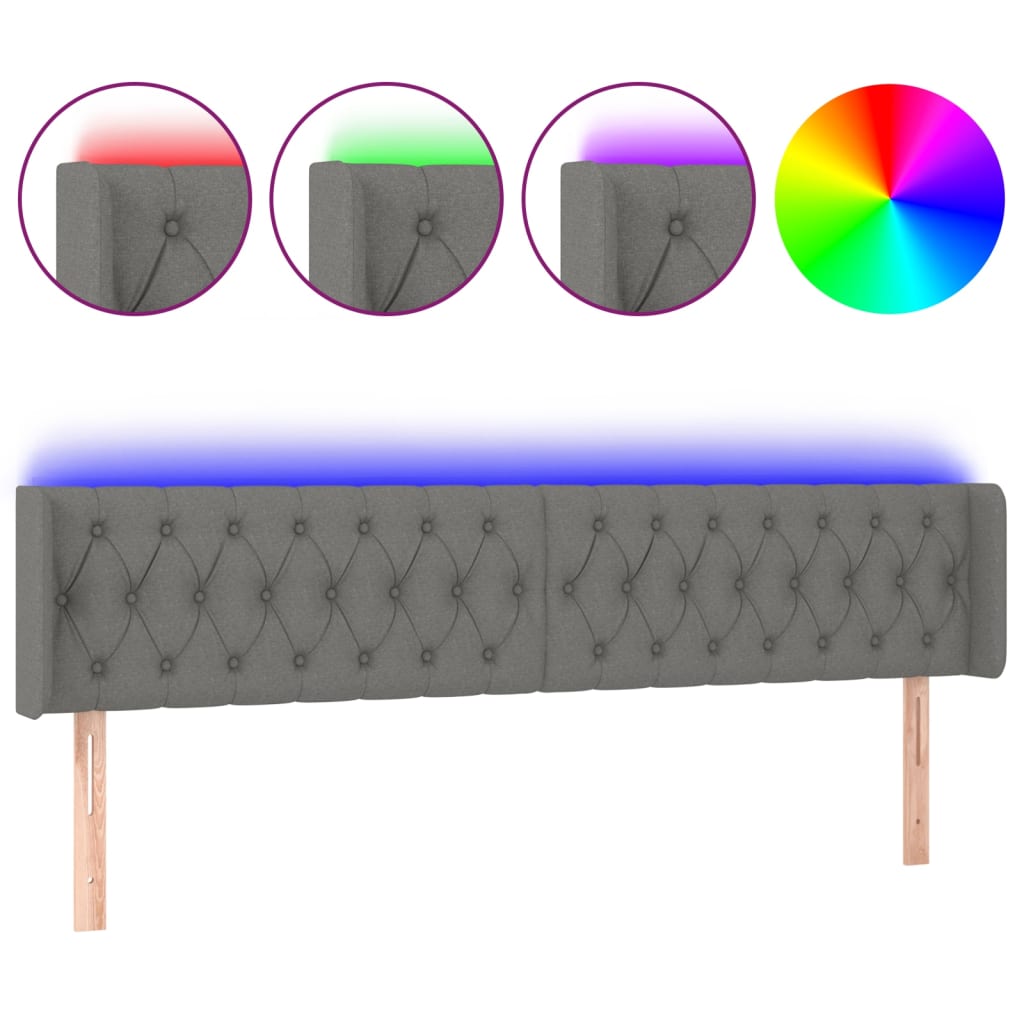 LED uzglavlje tamnosivo 183x16x78/88 cm od tkanine