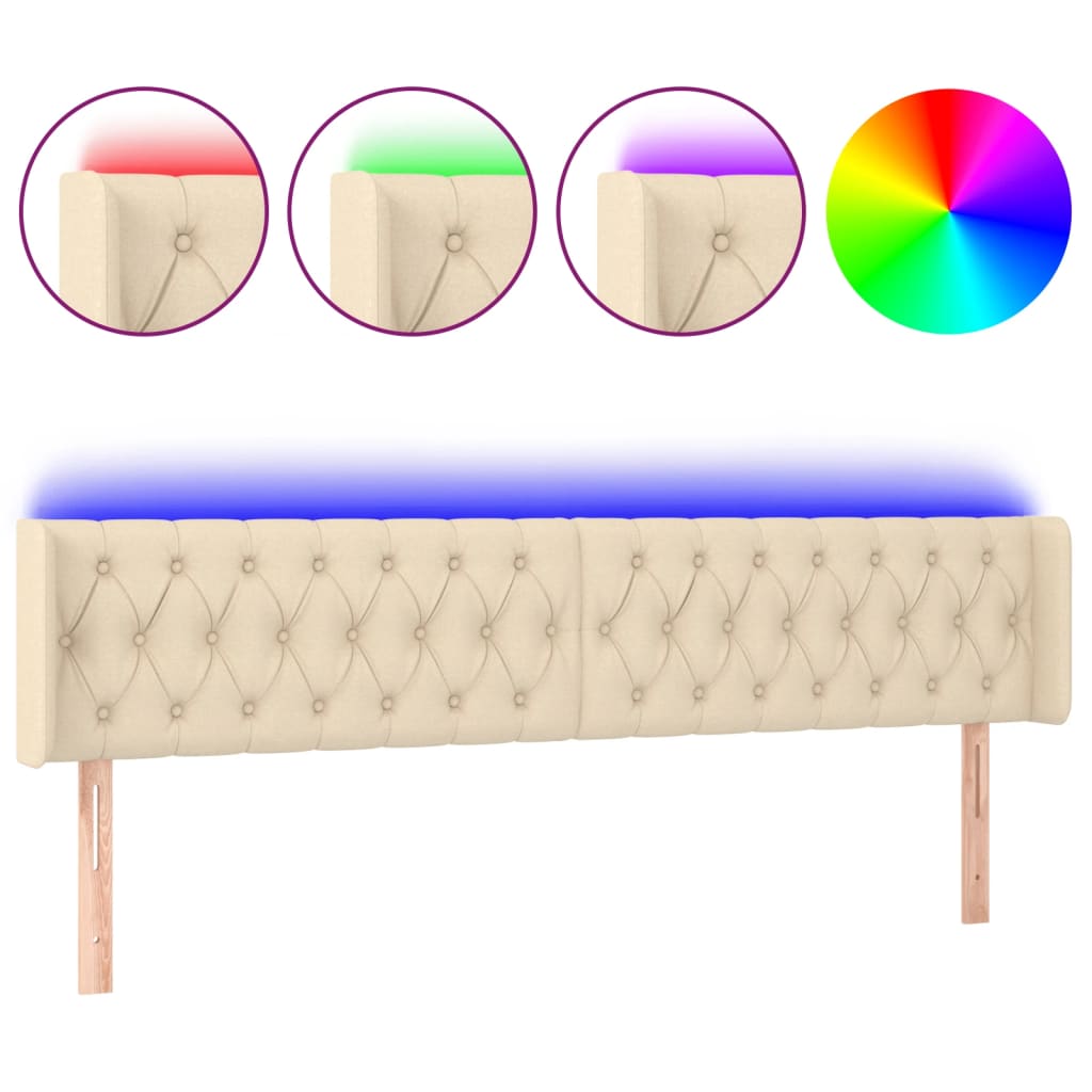 LED uzglavlje krem 183x16x78/88 cm od tkanine
