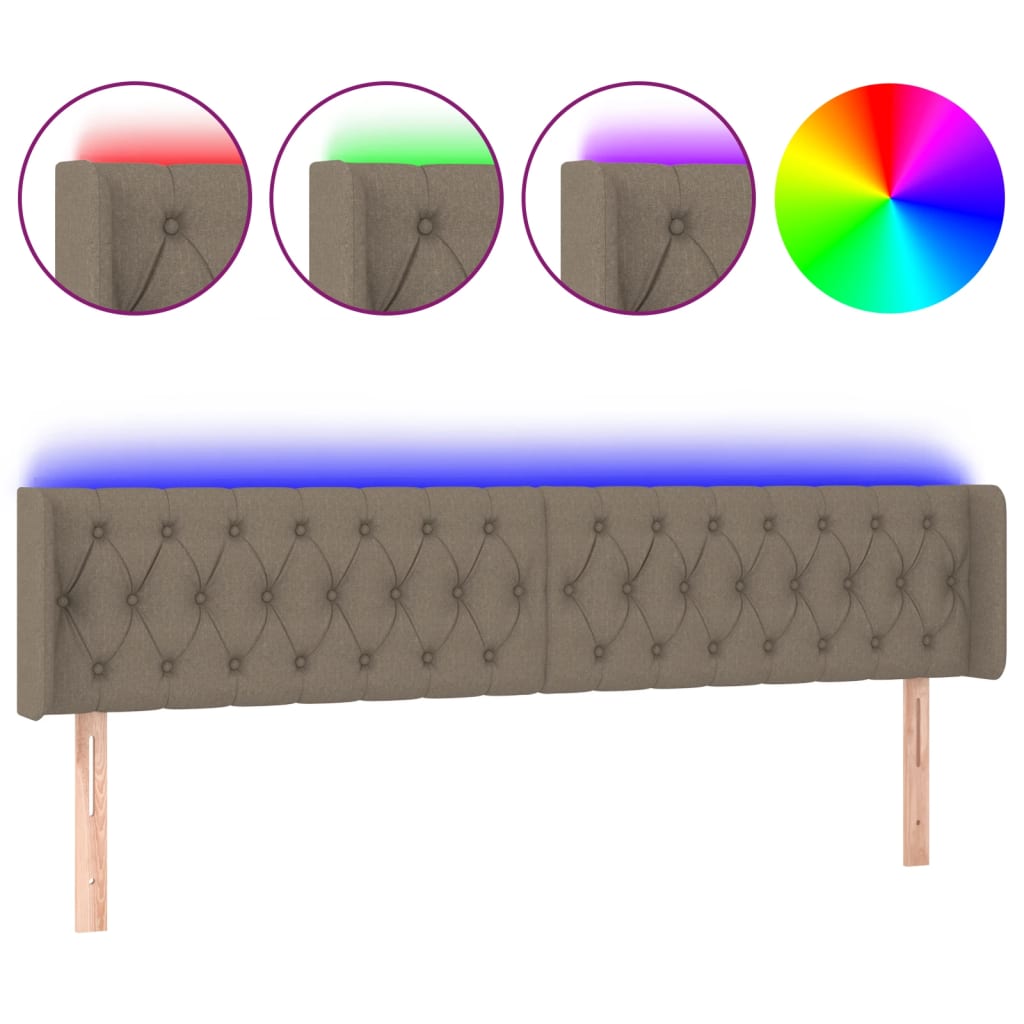 LED uzglavlje smeđesivo 203x16x78/88 cm od tkanine