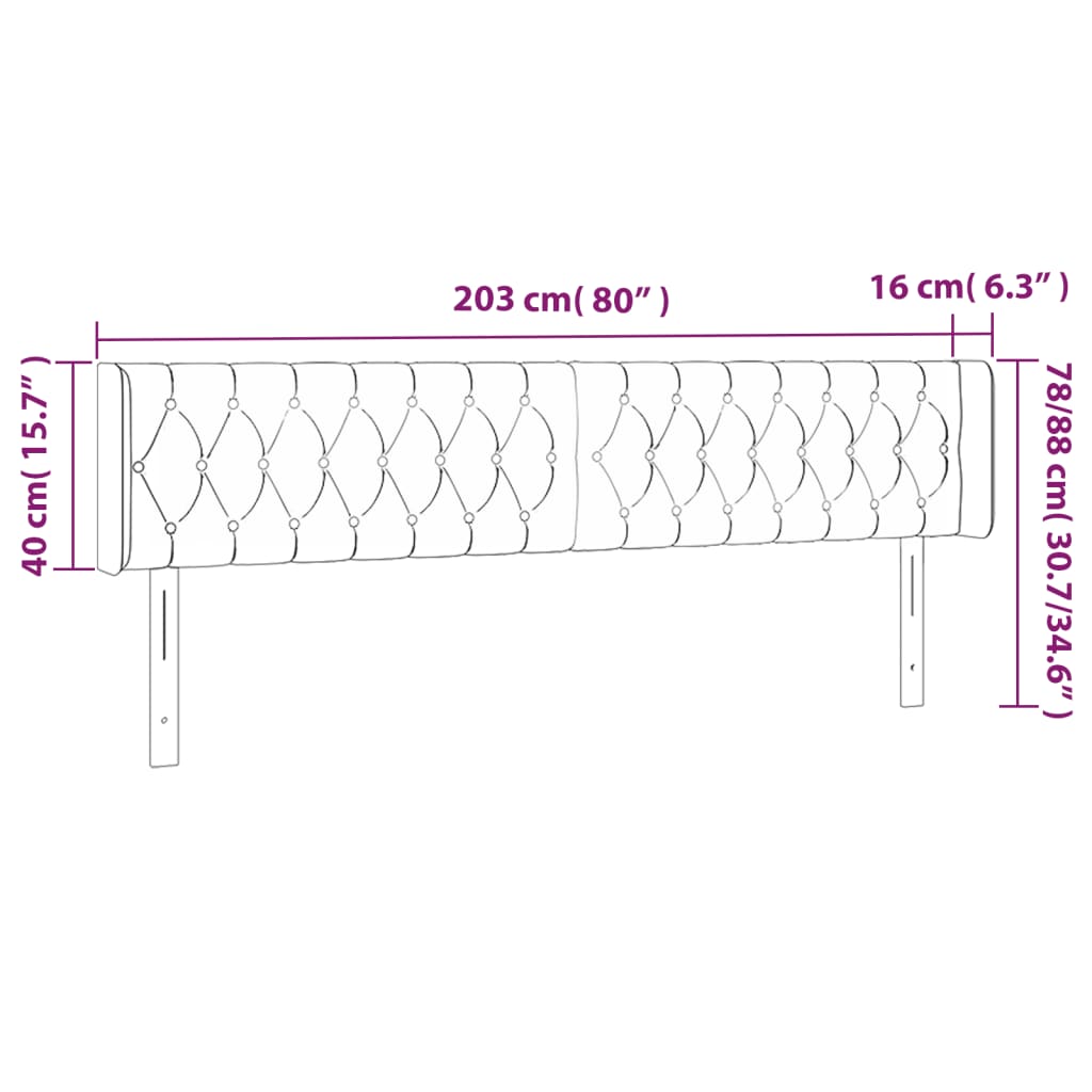 LED uzglavlje smeđesivo 203x16x78/88 cm od tkanine