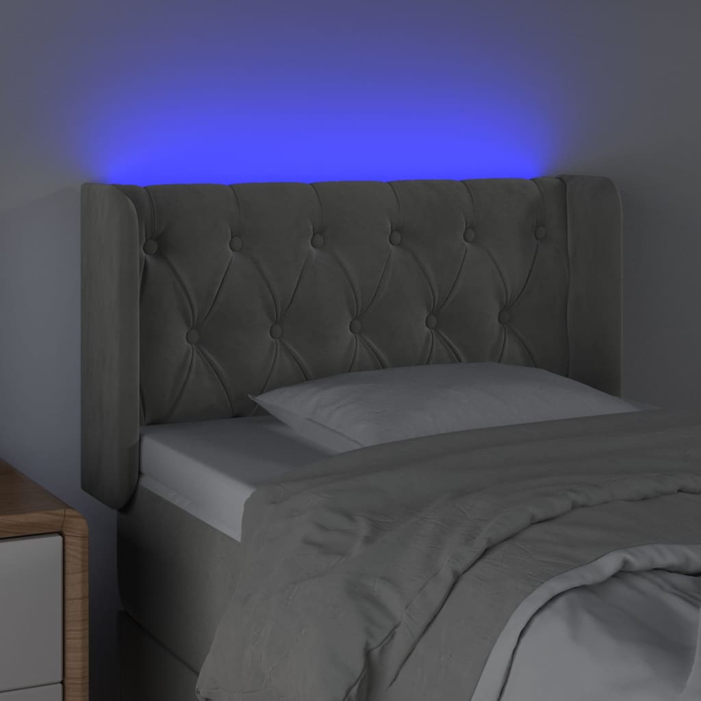 LED uzglavlje svjetlosivo 83x16x78/88 cm baršunasto