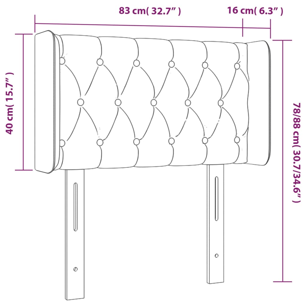 LED uzglavlje tamnosivo 83x16x78/88 cm baršunasto