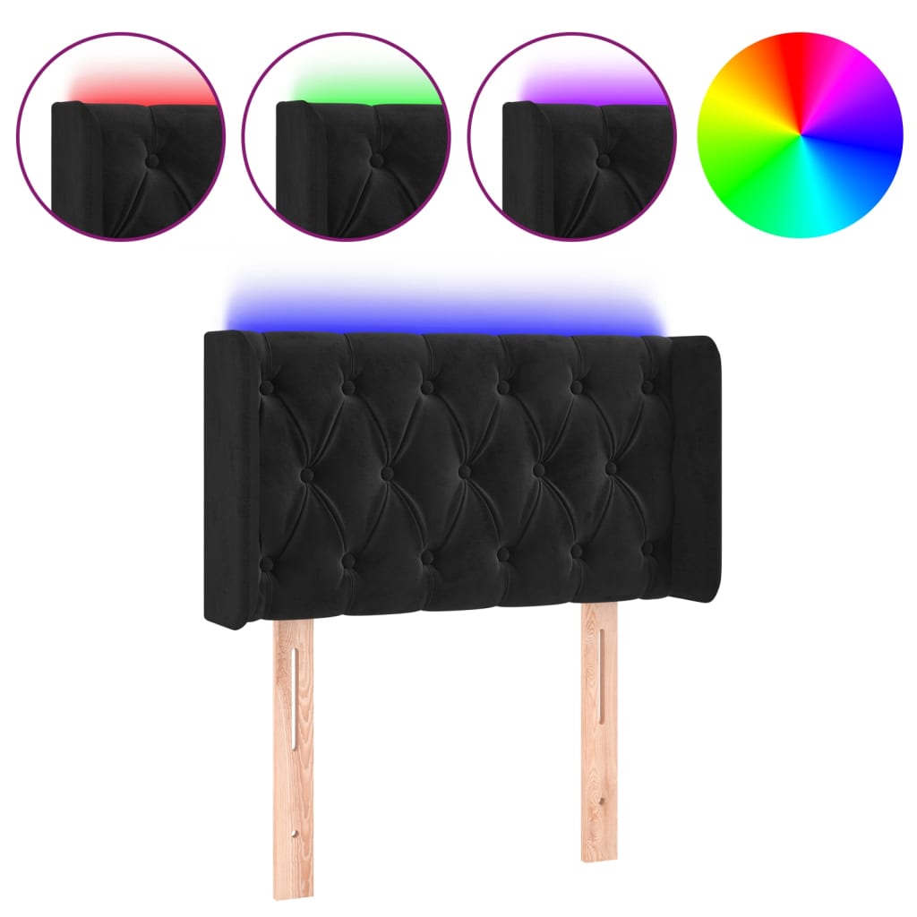 LED uzglavlje crno 83x16x78/88 cm baršunasto