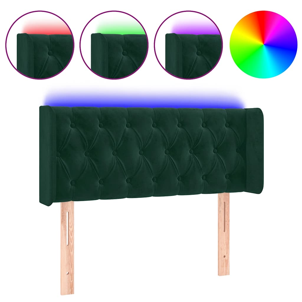 LED uzglavlje tamnozeleno 103x16x78/88 cm baršunasto